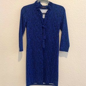 J. McLaughlin Blue Zebra Striped Catalina Cloth Shift Dress;  Size XS